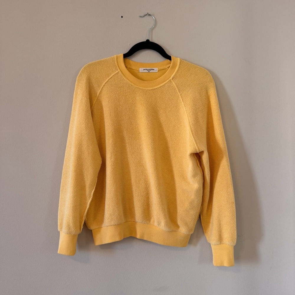 perfectwhitetee Ziggy Textured Inside Out Crewneck Sweater - Yellow - XS - Picture 2 of 6